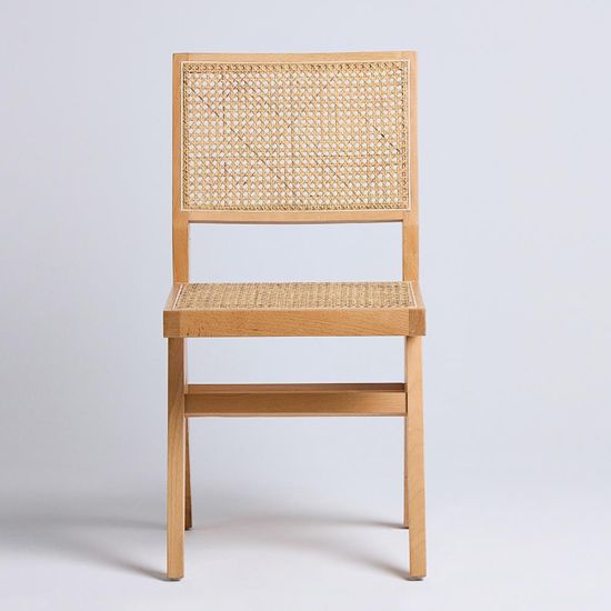 Dimo Dining Chair - Natural Rattan Seat - Natural Solid Frame