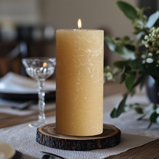 Rustic Pilar Candle - 15cm - 60 Hours Burn Time - Honey