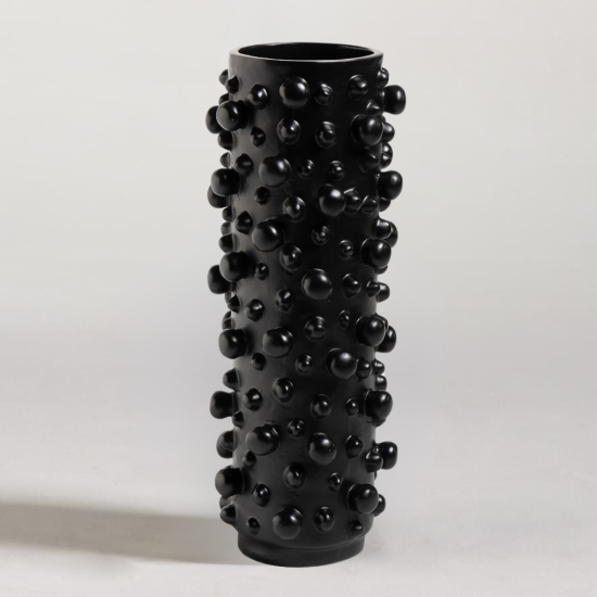 Winona Cylinder Vase - Black Bubble Detail - 46cm