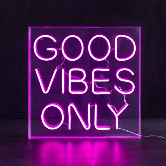 Neon Sign Acrylic Light Box - Purple - Good Vibes
