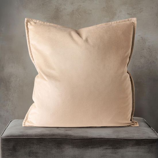 Vester Square Cushion - Warm Sand Velvet - Piping Edge - 50 x 50cm