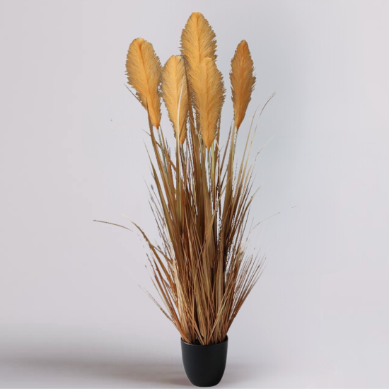 Potted Pampas Grass Decorative Indoor Artificial Plant - Brown - 120cm