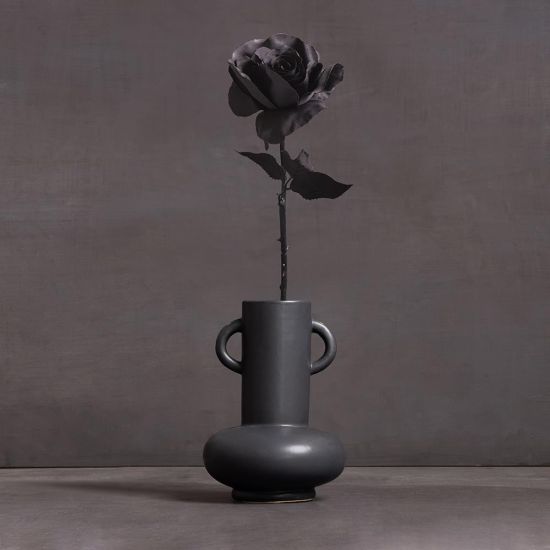 Bella Black Open Rose Single Stem Artificial Flowers - 54cm
