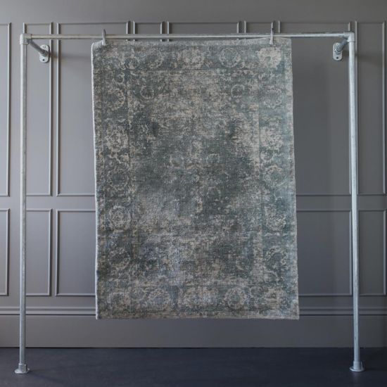 Monet Rug Dark Natural Teal Polyester Carpet 170cm x 120cm Lounge Bedroom Mid Century Bohemian