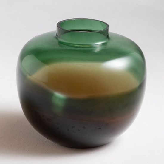 Evanora Vase - Dark Green and Black Coloured Glass - 24cm