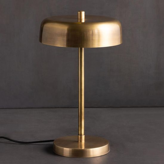 Belle Table Lamp - Brass Round Bell Desk Metal Design - 44cm