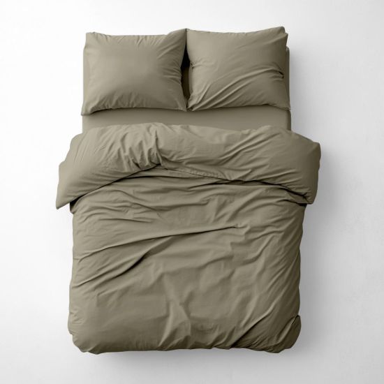 Duvet Cover & Pillowcase Set - Moss Green - Washed Cotton - King-size