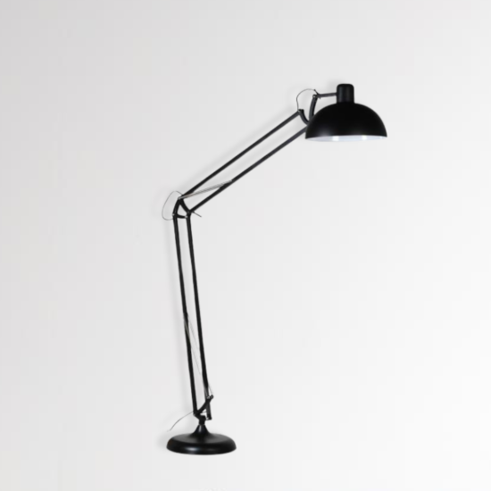 Binky Floor Lamp - Black Light Shade - Black Adjustable Iron Stand