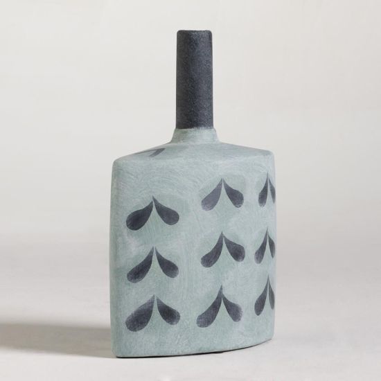 Meru Vase - Blue Stone Effect with Black Details 34cm