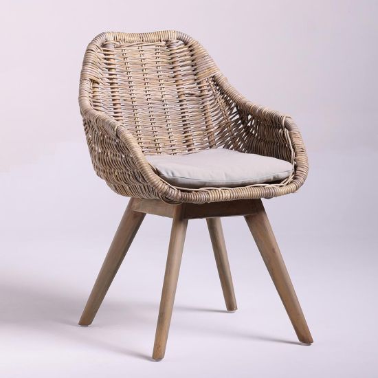 Solo Dining Chair - Natural Rattan Cane Seat - Teak Base