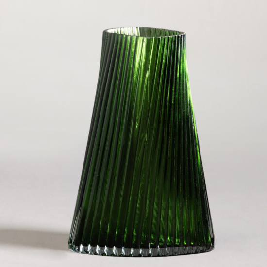 Oz Vase - Green Ribbed Twist Detail - 29cm