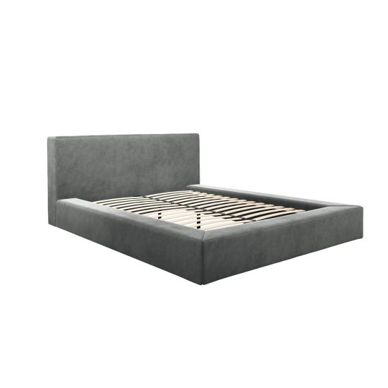 Serenity King Size Bed Frame - Dapple Grey Velvet - Low-Profile Extra-Wide Base