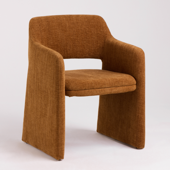 Nevada Dining Chair Fennel Orange Fully Upholstered Curved Padded Block Frame