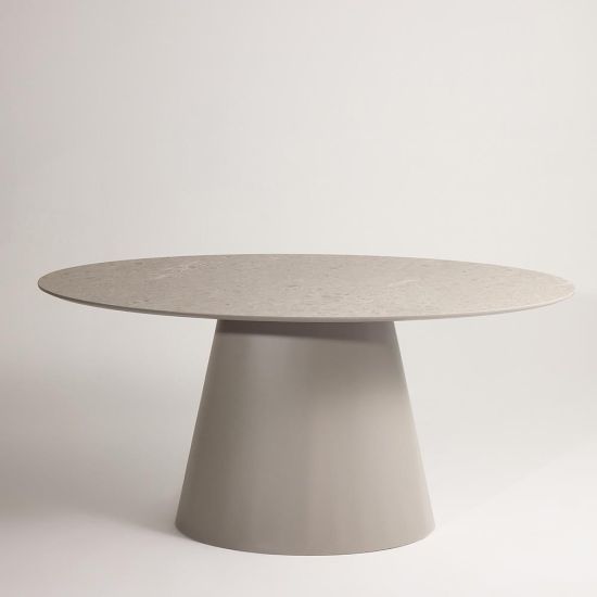 Morand Dining Table - Oval Grey Marble Effect - 160 x 90 x 76cm