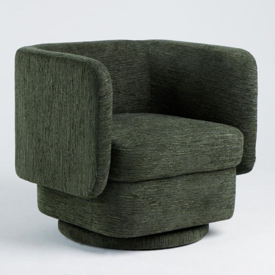 Sacramento Armchair - Swivel Seat - Dark Green Fully Upholstered Frame