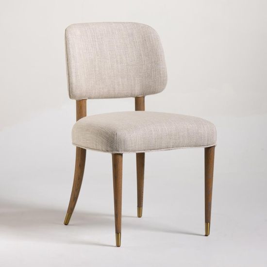 Granada Dining Chair -  Greige Linen Fabric Seat - Solid Oak Frame