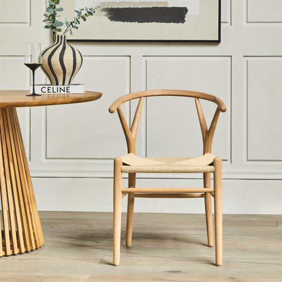 Wish Mid-Century Dining Chair - Brushed Natural Oak Frame - Natural Seat