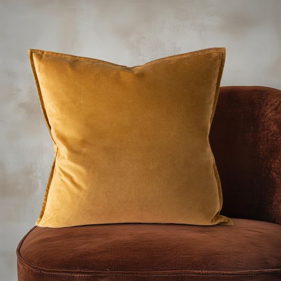 Vester Square Cushion - Warm Spice Velvet - Piping Edge - 50 x 50cm