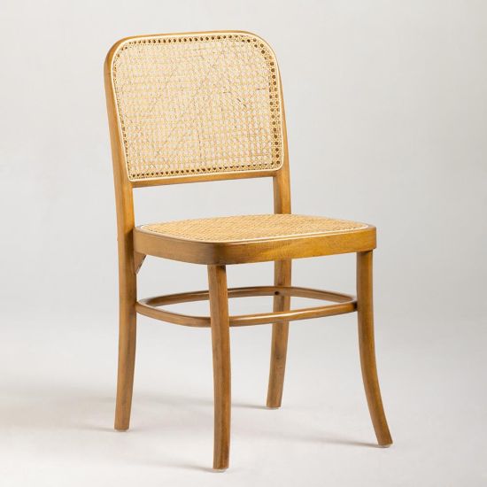 Hoffman Dining Chair - Natural Rattan Cane Seat - Brown Frame