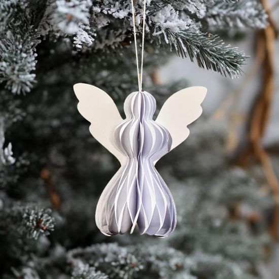 Traditional Nordic Christmas Bauble - White Angels - Paper - Pack Of 5