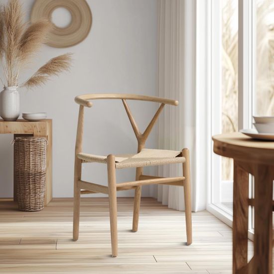 Wish Mid-Century Dining Chair - Natural Frame - Natural Seat