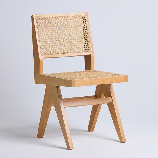 Dimo Dining Chair - Natural Rattan Cane Seat - Natural Solid Frame