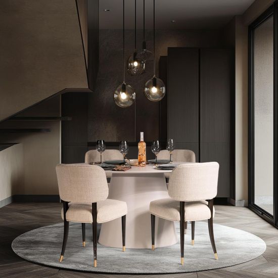 Morand Dining Table - Oval Grey Marble Effect - 160 x 90 x 76cm