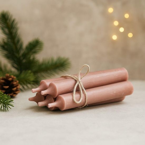 Rustic Dinner Candle - 11cm - 4.5 Hours Burn Time - Taupe - 5 Pack