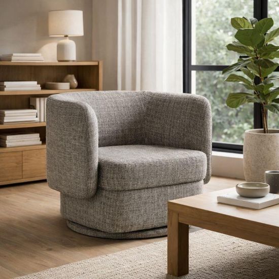 Sacramento Armchair - Swivel Seat - Mixed Grey Fully Upholstered Frame