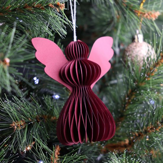 Traditional Nordic Christmas Bauble - Red Angels - Paper Decoration - Pack Of 5
