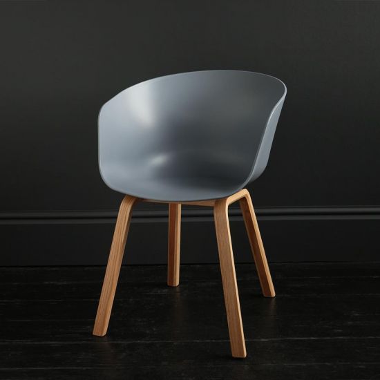 Portobello Tub Dining Chair Grey Seat and Natural Wooden Leg Contemporary Scandi