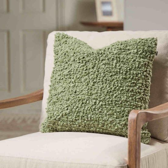 Layla Square Cushion - Jade Green Boucle - Purity Cotton - 45 x 45cm