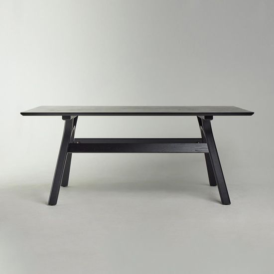 Hollis Dining Table - Rectangular Top - Staind Black Ash Frame - 90 x 180cm