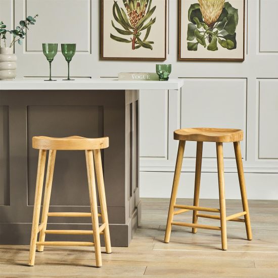 Shaker Bar Stool - Traditional Farmhouse Style - Solid Ash Frame - 66cm