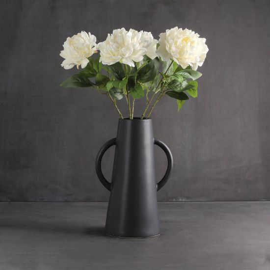 Off White Peony Single Stem Artificial Flowers - Pack of 5