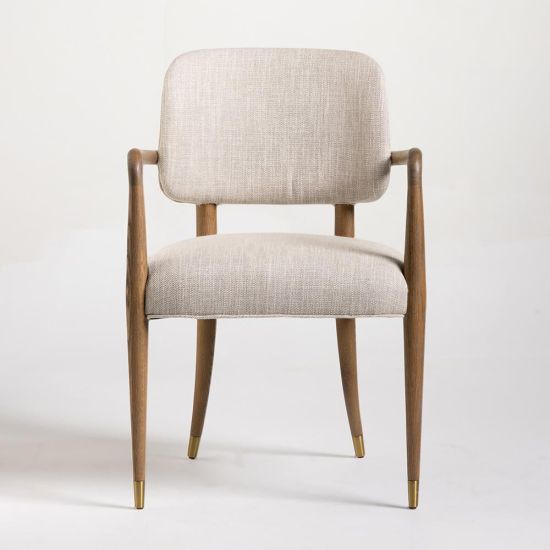 Granada Armchair -  Greige Linen Fabric Seat - Solid Oak Frame