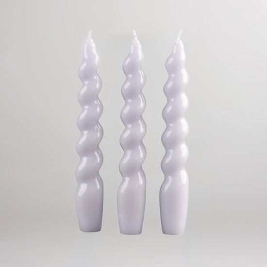 MÆGEN Taper Candle - 18m Spiral Twist - Lilac - 3 Pack