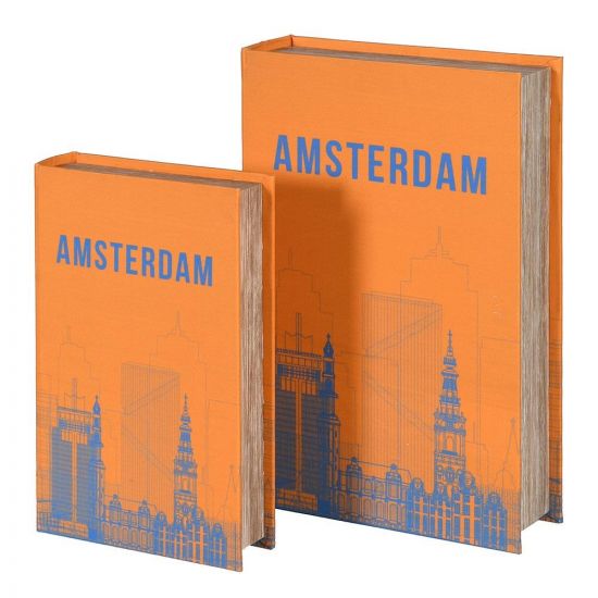 Amsterdam Books - Orange Secret Storage Boxes - Set of 2