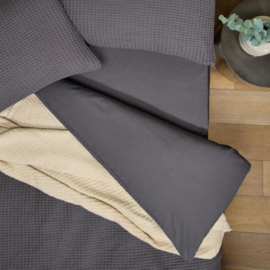 Fitted Bed Sheet - Dark Grey - Cotton Plain Bedsheet - Single