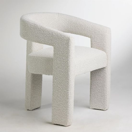 Delmar Armchair - Natural Boucle - 3 Legged Block Curved Frame