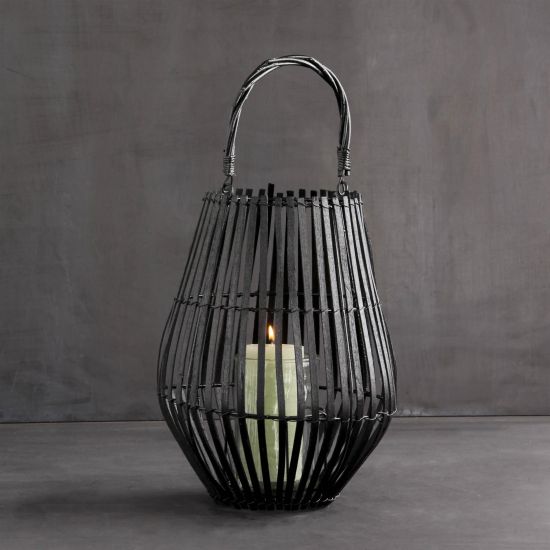 Nightingale Lantern - Black Slatted Design - 34cm