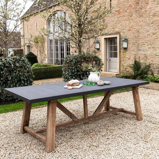 Garden Trading - Chilford Dining Table - Grey Polystone - Acacia Wood - 75 x 240 x 100cm