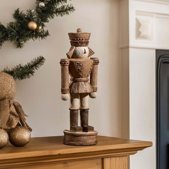 Christmas Decoration Nutcracker - Classic Wooden Naturally Coloured - 30cm