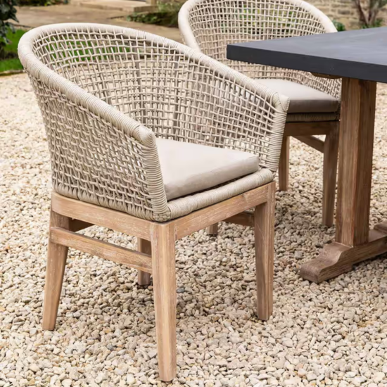 Garden Trading - Lynton Dining Chair - Natural Cushion - Acacia Frame - Set of 2