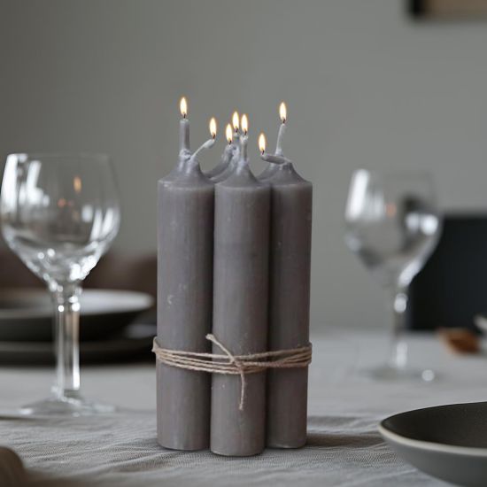 Rustic Dinner Candle - 11cm - 4.5 Hours Burn Time - Linen - 5 Pack