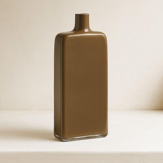 Kendall Flask Vase - Camel Coloured Glass - 35.5cm