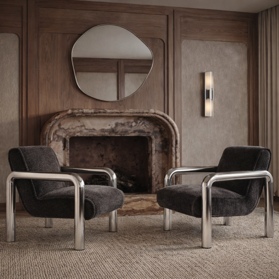 OTI Haider Armchair - Black Textured Seat - Chrome Accent Frame