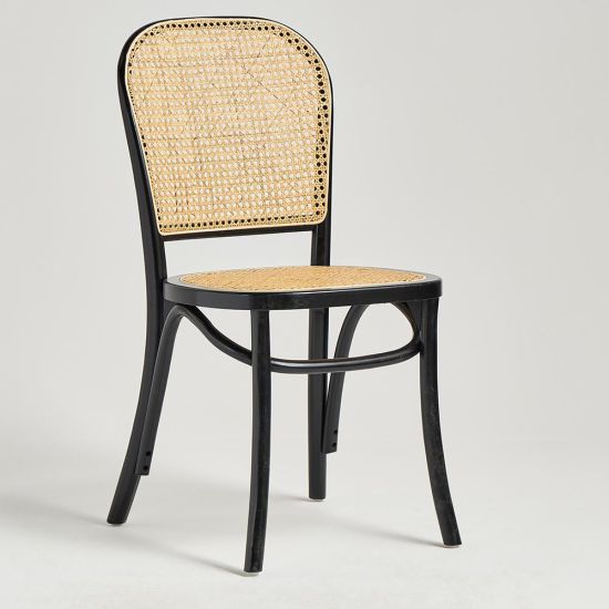 Luca Dining Chair - Natural Rattan Cane Seat - Black Frame