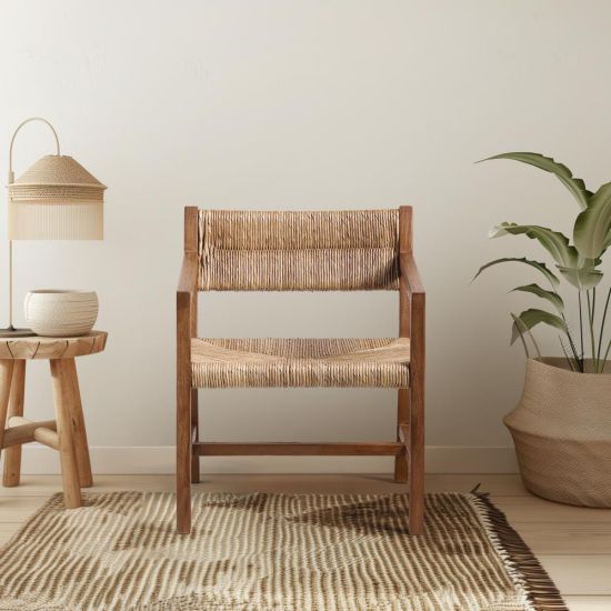 Rosie Accent Armchair - Banana Fiber Seat - Natural Teak Frame