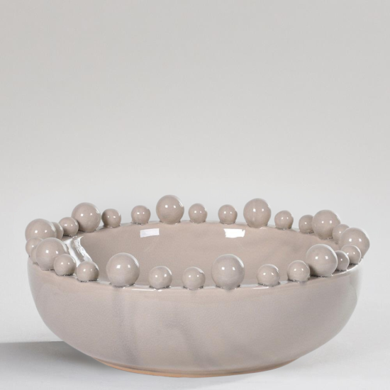 Zia Storage Bowl - Decorative Bobble Edged - Glaze Cream - 38cm